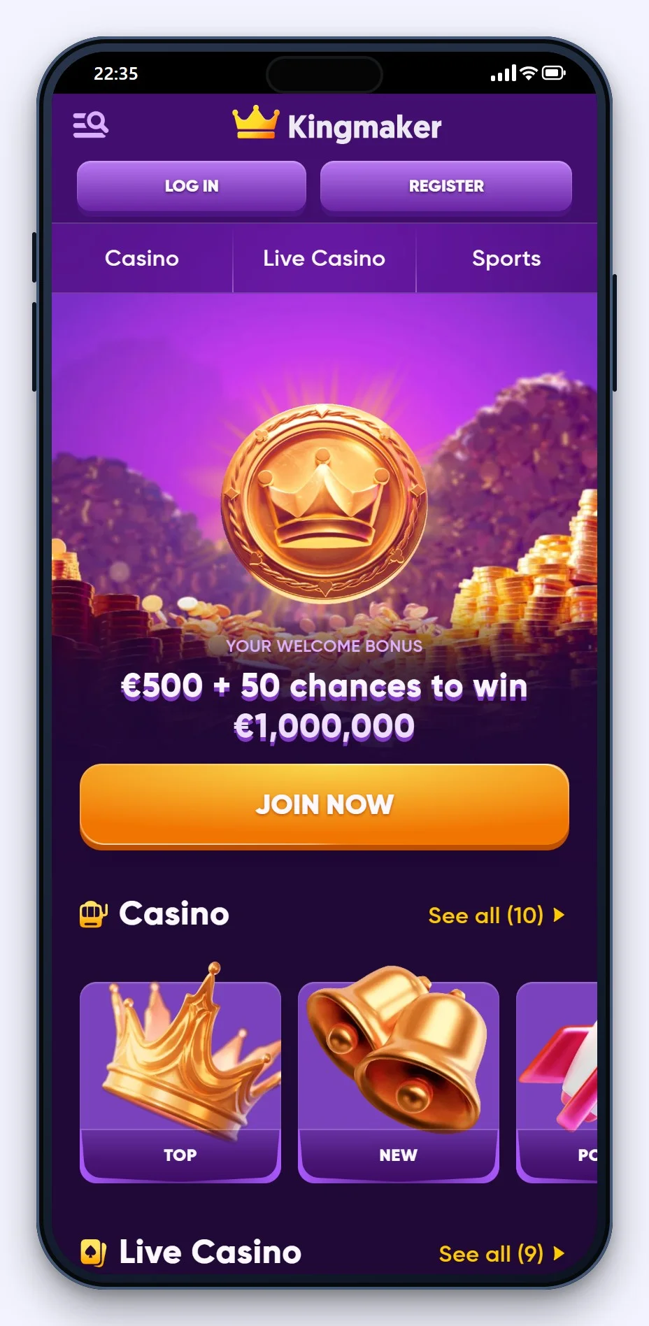 google pay online casino: Kingmaker mobile Lobby