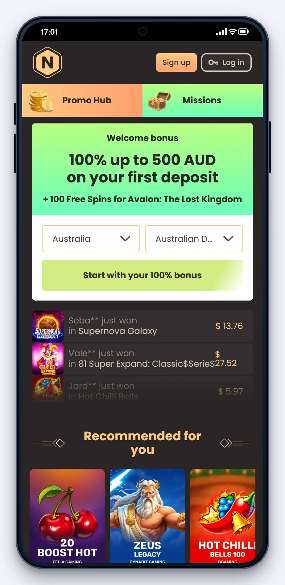 casinos with google pay: National Casino mobile site lobby