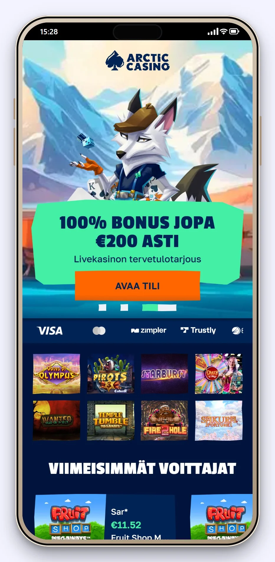 casino google pay: Arctic Casino mobiiliversio