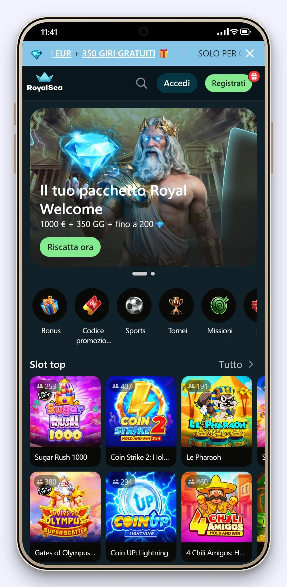 casino con google pay: RoyalSea lobby su mobile