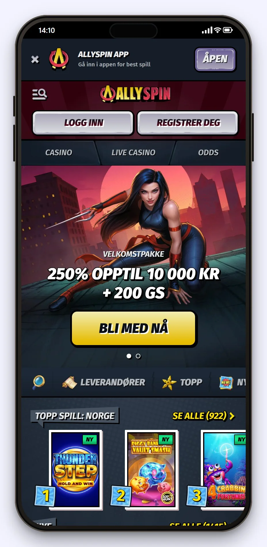 norske casino med google pay: AllySpin i mobilen