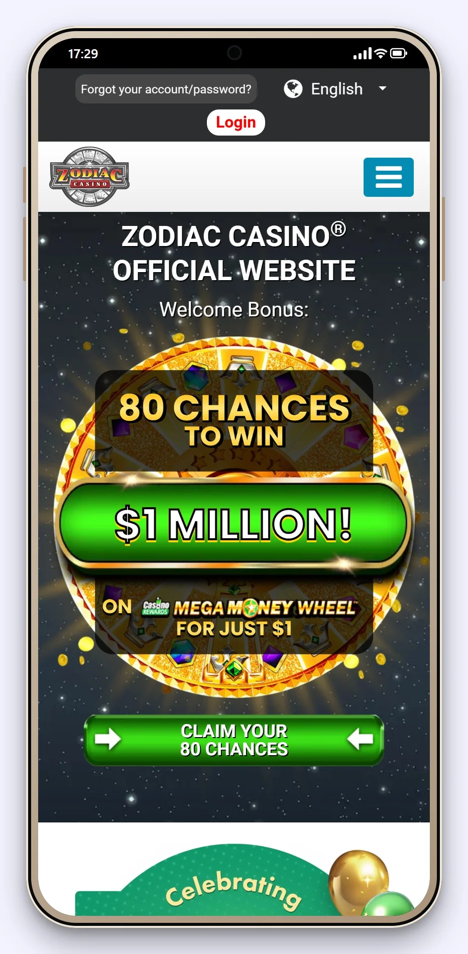casino that accept google pay: Zodiac Casino mobile lobby